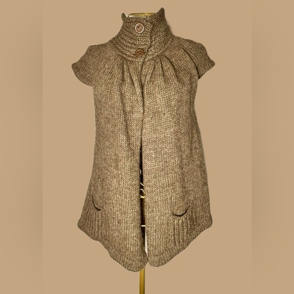 Stambecco Made in Italy Alpaca Wool Blend Brown Cardigan, Top Buttons, Pockets M - Picture 1 of 16